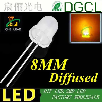 

1000PCS Free shipping Yellow 8mm dip led Color diffused light diode 2.0-2.5V 20mA