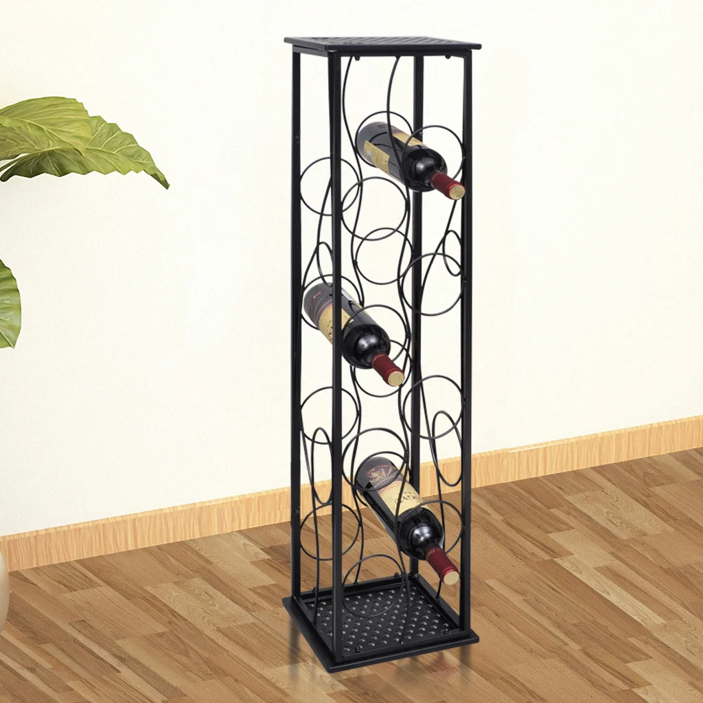 Metal Wine Rack Stand For 8 Bottles Storage Holder Bottle This Floor Standing Wine Rack Is A Real Eye Catcher Wherever It Goes Made Of Wrought Iron Fully Powder Coated To Be Rust Free And Will