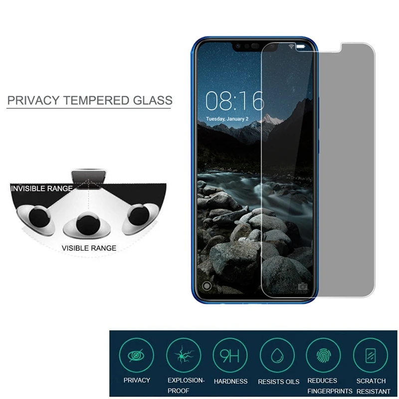 Для Huawei Nova 3i 2.5D антишпионское закаленное стекло для защиты экрана Nova3i|Защитные