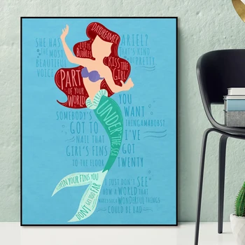 

Little Mermaid Ariel Cute Wallpaper Canvas Painting Print Living Room Home Decor Modern Wall Art Oil Painting Poster Pictures HD