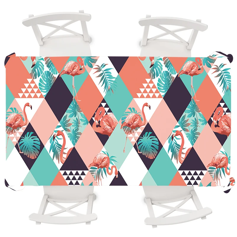 

Nordic Geometric Rectangular Tablecloth Animal Flamingo Round Tablecloth Tropical Palm Tree Leaves Waterproof Tablecloth Boho