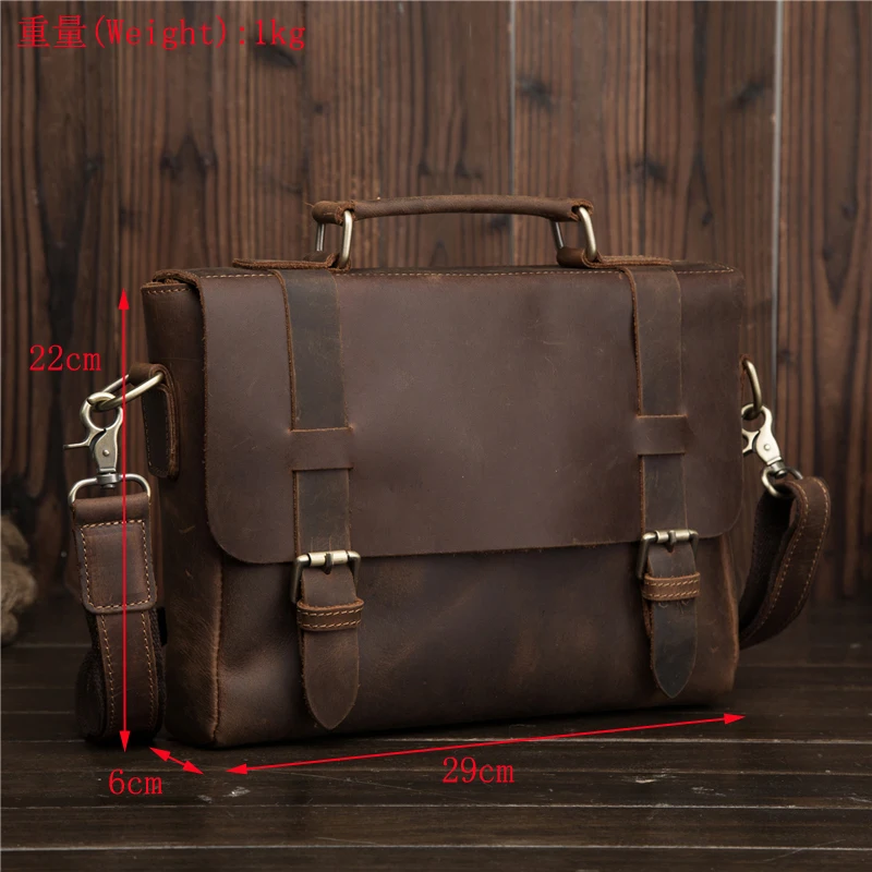 رجل حقائب حقيقية مجنون الحصان الجلود حقيبة ساعي الكتف Crossbody الرجعية الذكور حقيبة الأعمال حقيبة هدية للسفر Mochil Blosa