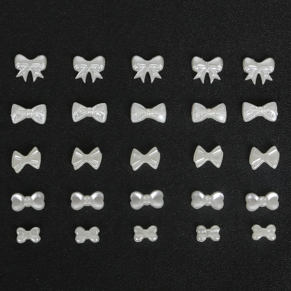 

30-200pcs/bag Flat Back Cabochon Imatation Bow Tie Plastic ABS Pearl Bow for DIY Jewelry Beads Craft Home Phone Decoration