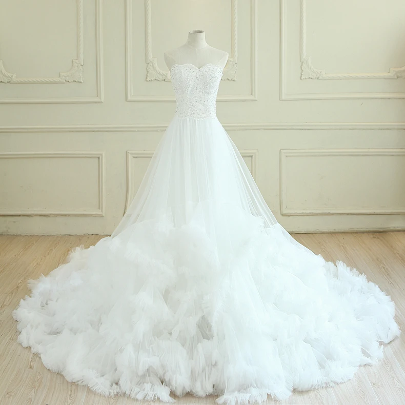 Белое Облако Свадебное Платье Красивая Линия Vestido де noiva Суд Милая Узелок одеяние