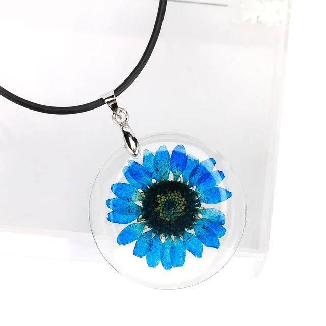 White Daisy Resin Dried Flower Necklace, Gift For Her