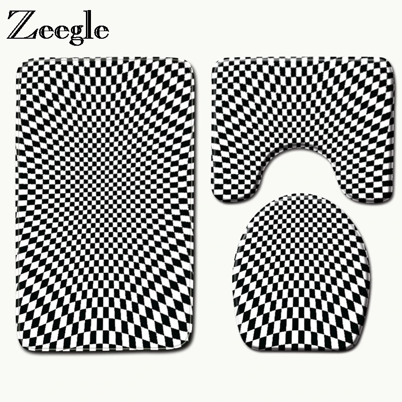Online Zeegle Geometrische Bad Matten Bad Teppich Set Anti slip Wc Matten Dusche Zimmer Teppich Wc Deckel Abdeckung Bad Teppiche