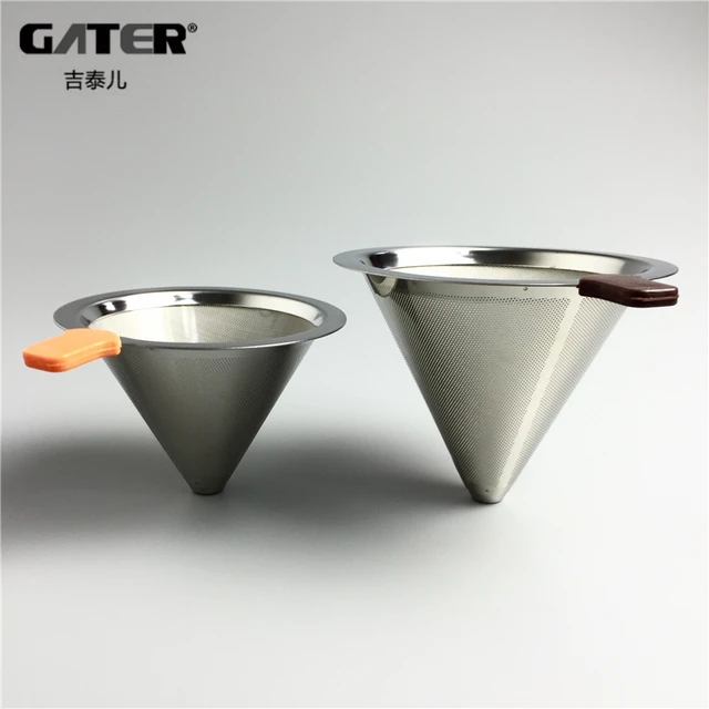 Special Price GATER Reusable Stainless Steel Coffee Filter Baskets Permanent Use Free Filter Paper Metal Coffee Drop Filters Kitchen Tools
