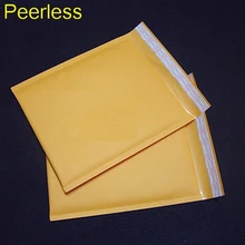 Peerless 10 шт./упак. 130X130 мм желтая крафт-Пузырчатая, для отправки Сумка-конверт Пузырьковые почтальоны объемные конверты упаковочные пакеты