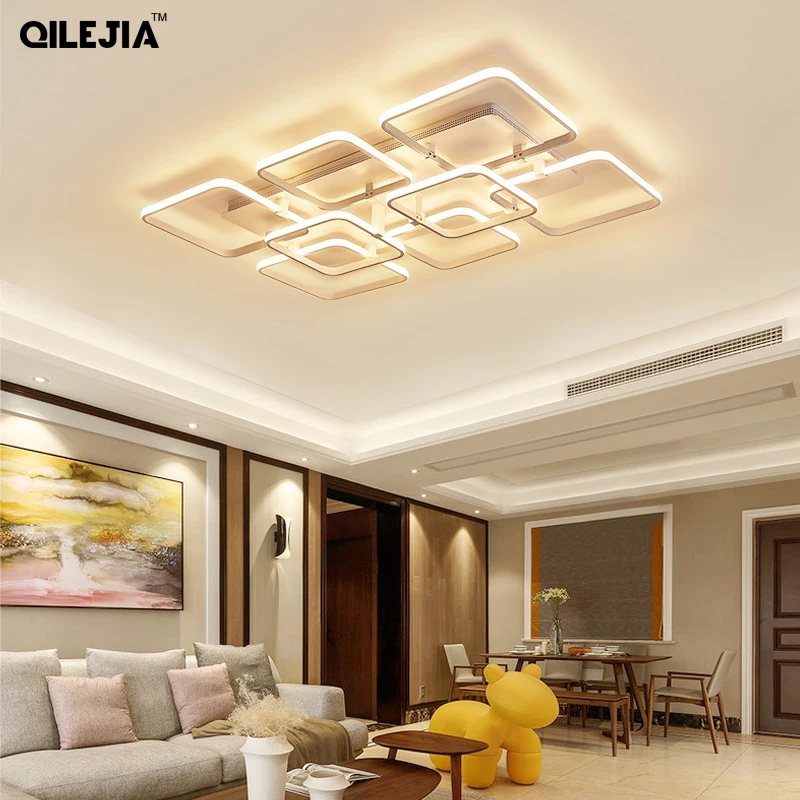

Coffee Acrylic Rectangle ceiling lamps for living room Bedroom Plafond dimmable lighting fixture suspended ceiling lights