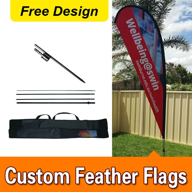 Free Design Shipping Double Sided Inground Spike Teardrop Flags Free Design Shipping Double Sided Inground Spike Teardrop Flags Banners Advertising Feather Custom