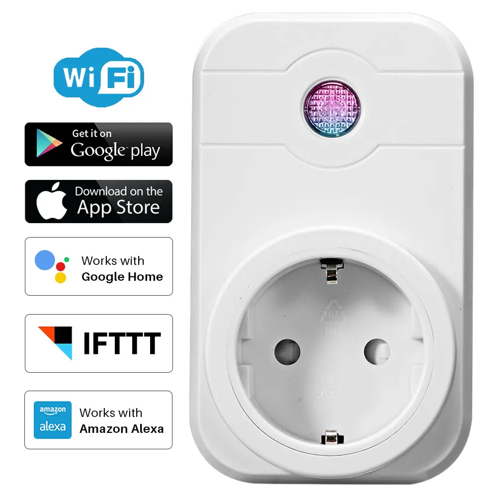 

WiFi Smart Socket Power Plug With Timing APP Remote Control Compatible With Amazon Alexa Google Home Mini Smart Home Automation