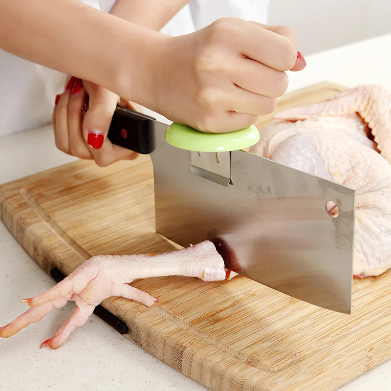 

Stainless Steel Kitchen Knife Cap Helper for Chopping Cutting Meat Fish Chicken Bone Effortless Kitchen Tools