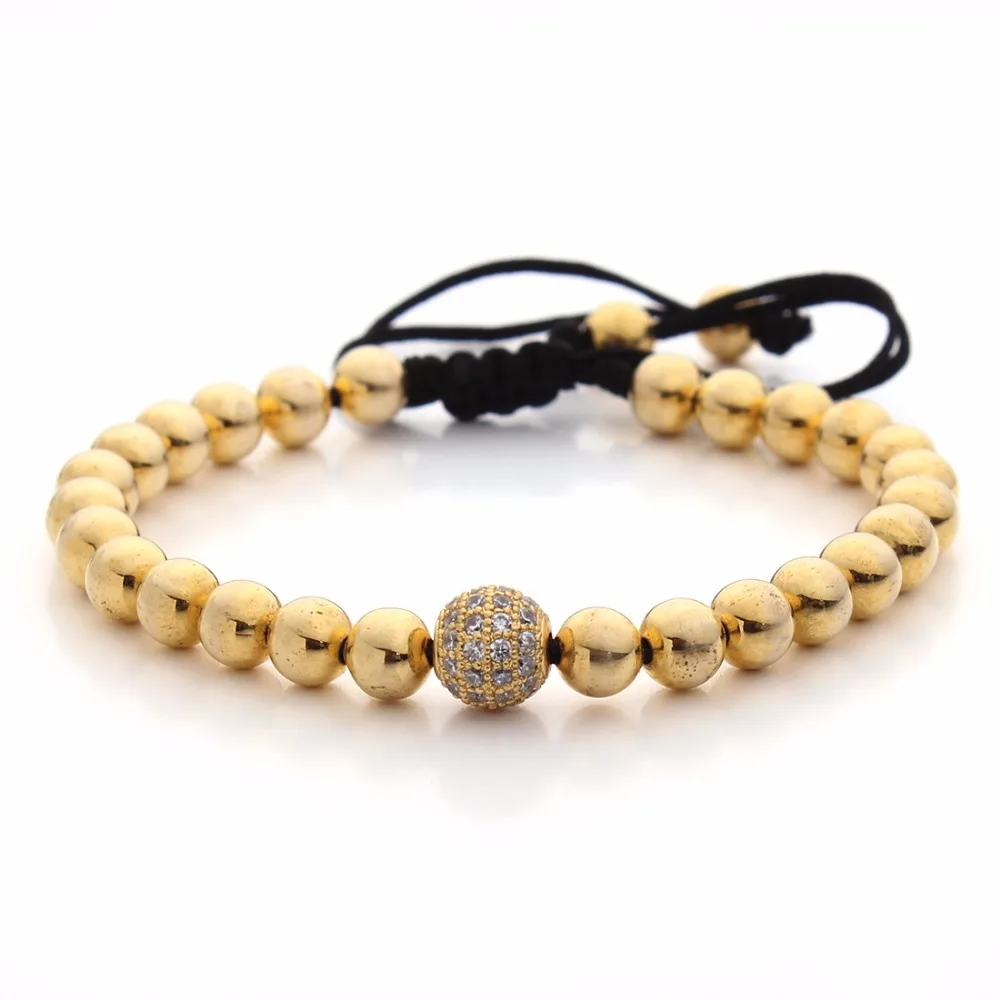 

Louleur Crystal Ball Men Women Bracelet Beads Braiding Macrame 6MM Simple Steel Beads Bracelets & Bangles Pulseira Feminina