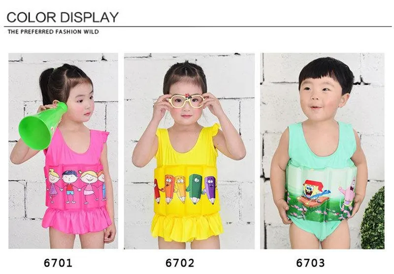 2017 Brand New Quick-drying Kids Buoyant Swimsuit Baby Boy& Baby Girls Siamese Floating Body Swimsuit Removable Float Swimwear02