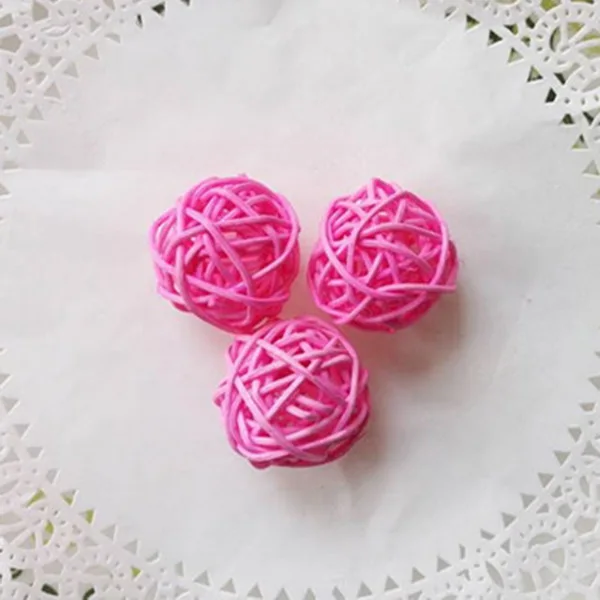 Pink 20 шт./лот 3 см красочные Ротанговые шары DIY Сепак Мячи takraw Рождественские Свадебные украшения Ротанговые шары ремесло DIY украшения для дома - Цвет: Pink