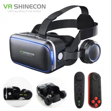 VR Headset Shinecon 6.0 Pro Stereo Virtual Reality Smartphone 3D Glasses Google BOX VR Headset with Controller for Android