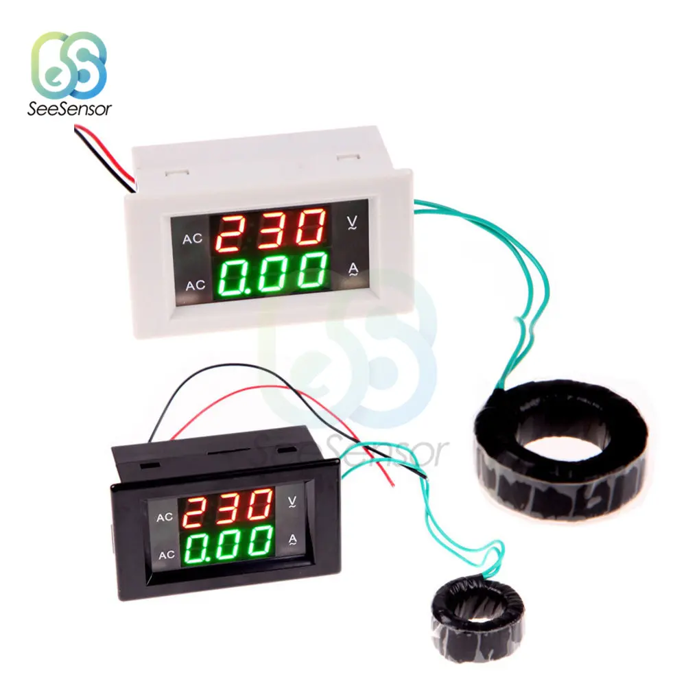 

100A AC 110V 220V Red Green Dual Dispaly LED Digital Voltmeter Ammeter Amp Current Meter Volt Voltage Meter