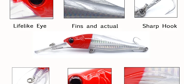 Sea Fishing Lures Trout Wobbler 1pc 14cm 44g 2-5m Large Plastic Minnow Bass Tuna Minnow Deep Sea For Trolling bait hard (4)