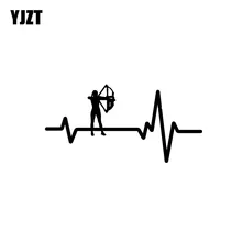 YJZT 11.9CM * 6CM coeur battement ligne tir à l'arc femme arc flèche personnalité vinyle autocollant voiture autocollant noir/argent C10-01957