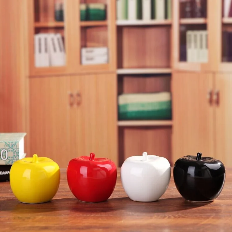 

1PCS Ceramic Apple Figurines Fruit Model Miniatures Christmas Birthday Gifts Living Room Bedroom Decoration Crafts Home Decor