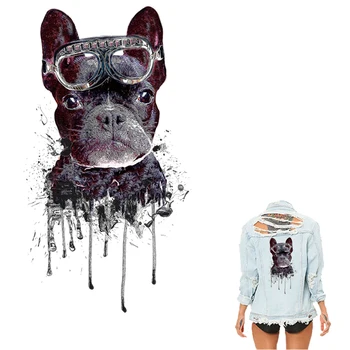 

COSBILL Iron On Transfer For Clothes Black Bulldog Patches New Design T-Shirt Washable Decoration Applique Accessory Y-034