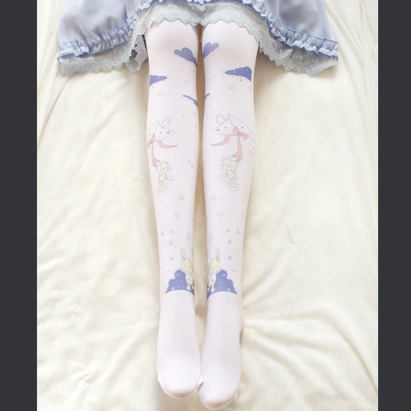 

Small fresh Japanese sweet lolita tight cute soft sister envelope bear printed teenage students bottoming socks