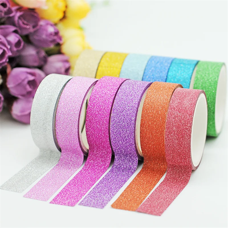15mm*5m Glitter Washi Tape Set Japanese Stationery Scrapbooking
