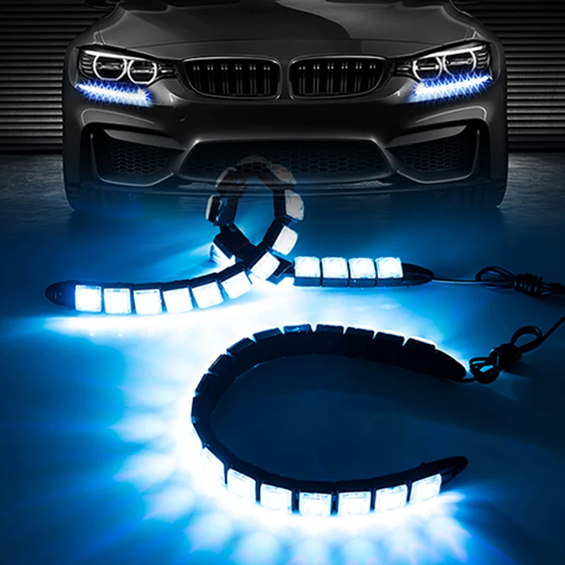 Taitian 2Pcs Ice Blue White COB Car led daytime running lights DC12V