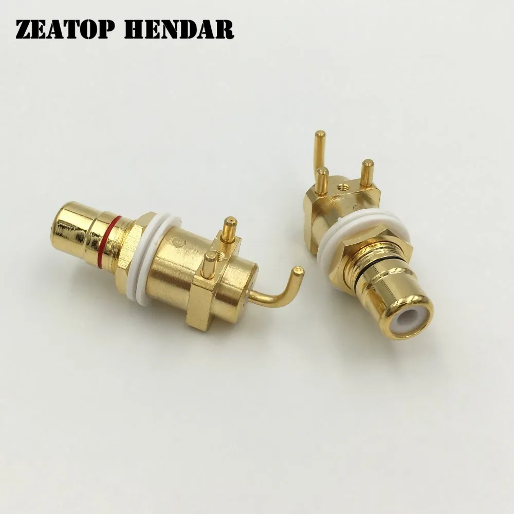 

2Pcs High quality Copper Gold Plated RCA Terminal Female Jack Audio 3Pin PCB Board Socket Plug Connector New Type