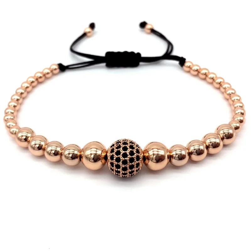 NAIQUBE New Charm Ball Bracelets& Bangles Braiding Macrame Men Bracelets Pave Black CZ Ball Connector Jewelry - Окраска металла: 2