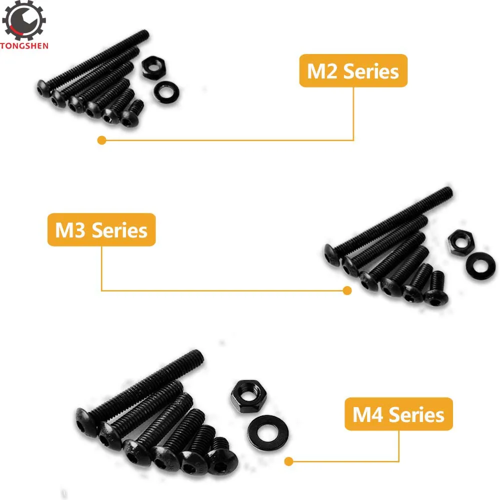 1080 шт. M2 M3 M4 сплав Сталь шестигранный Набор торцевых головок с полукруглой головкой Винты со шляпкой гайки плоские шайбы из нержавеющей стали Комплект гриб Кепки болты с шестигранной головкой, соответствующие стандартам Американского общества по черный винт