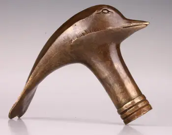 

LOVELY DOLPHINS DYNAMIC SYMBOL BRONZE CANE WALKING STICK HEAD