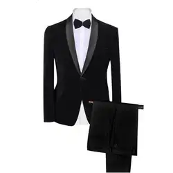 2018 мужской черный на одной пуговице Свадебный костюм жениха с брюками смокинг для мужчин свадебные костюмы для выпускного вечера Лучший