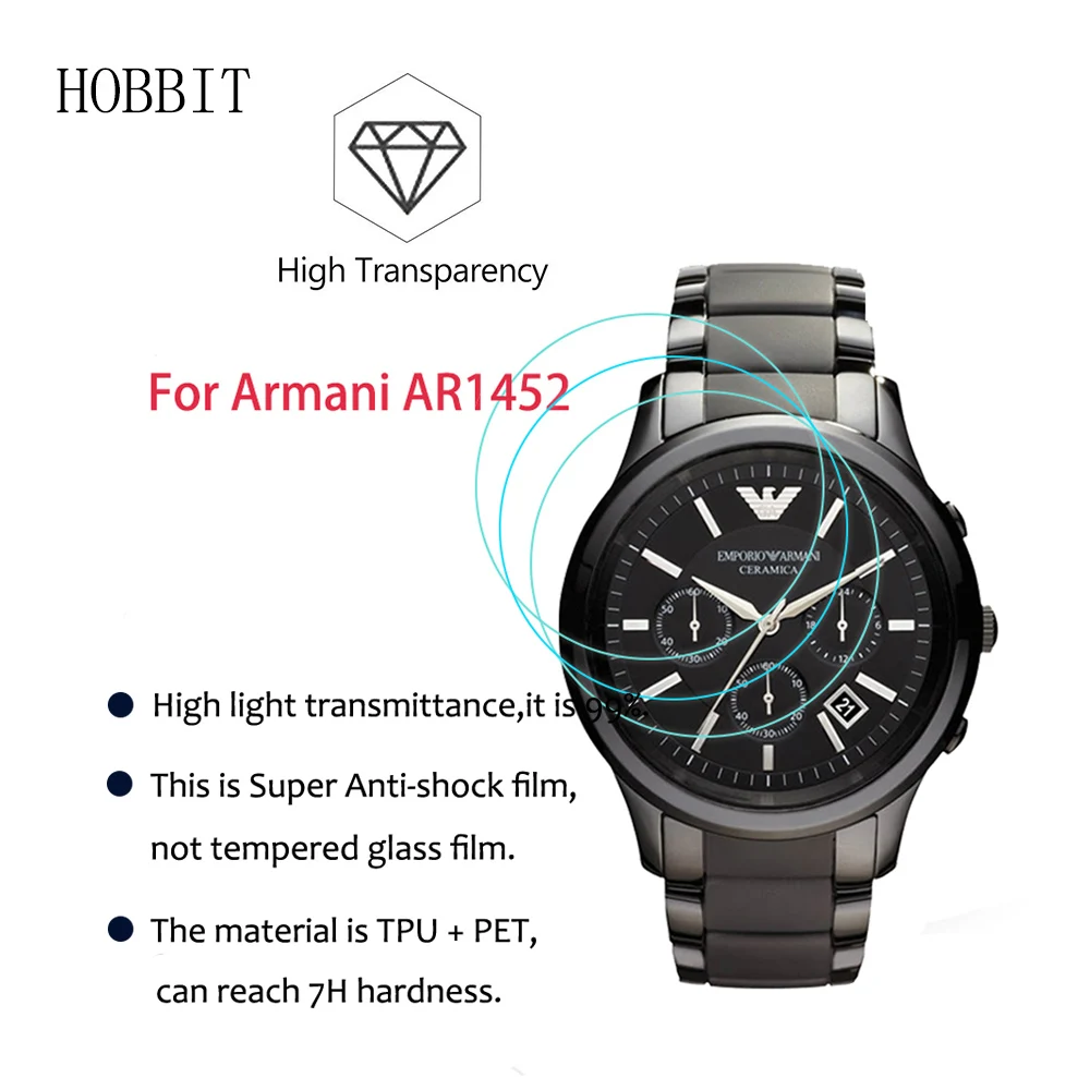 3Pack For Armani AR1452 Smart Watch LCD Screen Guard Explosion-proof Screen Protector Clear Anti-shock Smartwatch Film