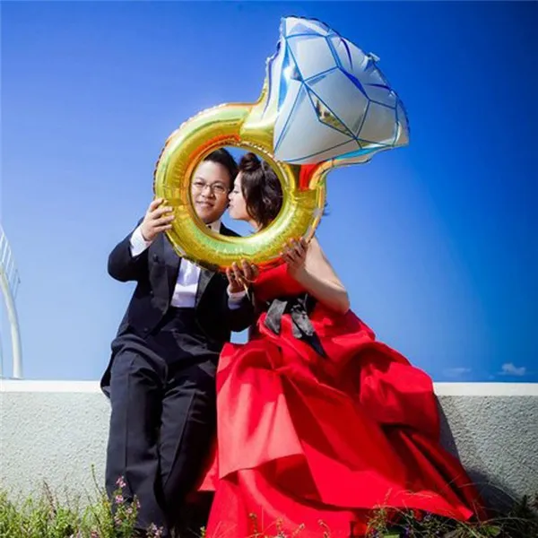 54x84 см бриллиантовое кольцо шар обручальное кольцо невесты надувной шар из алюминиевой фольги свадьба Валентина DIY макет украшения