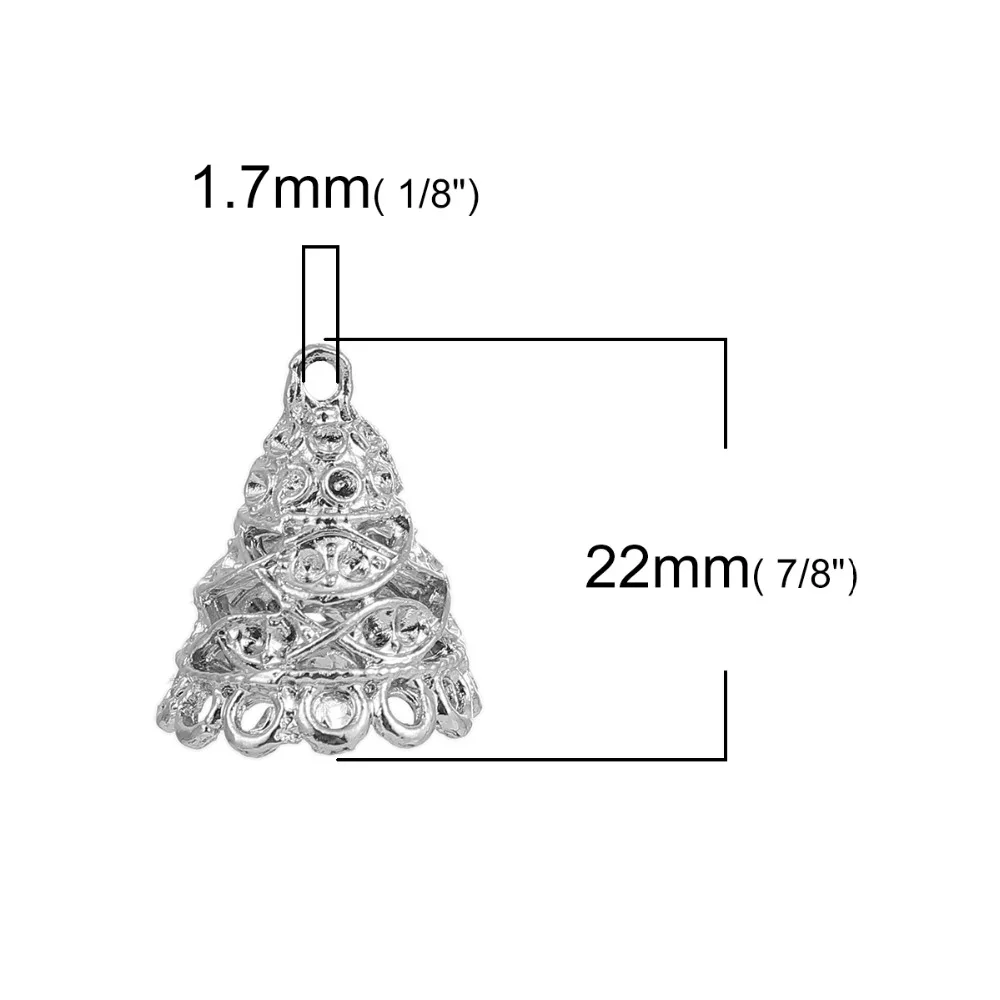 

Zinc Based Alloy Jhumka Jhumki Charms Silver Tone (Can Hold ss5 Pointed Back Rhinestone) , 10 PCs