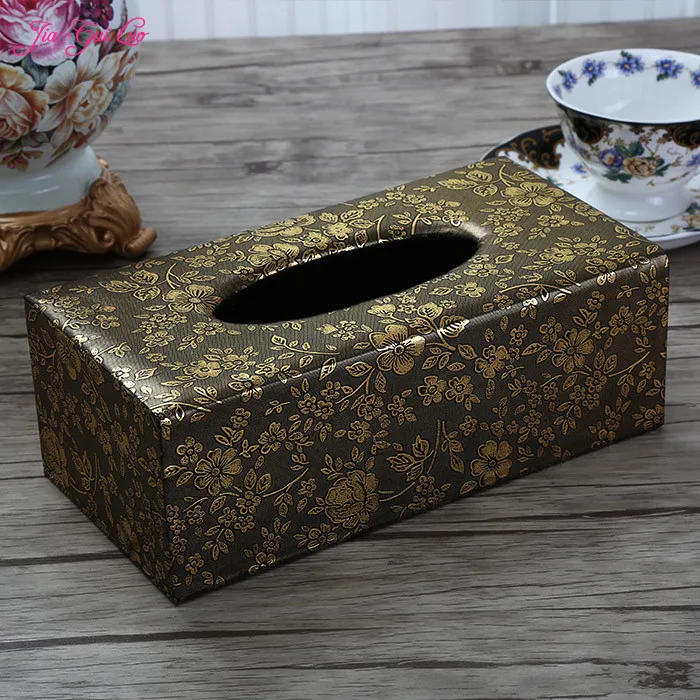 

JIA-GUI LUO European-style home decoration living room restaurant leather tissue box removable paper towel Storage Box E002