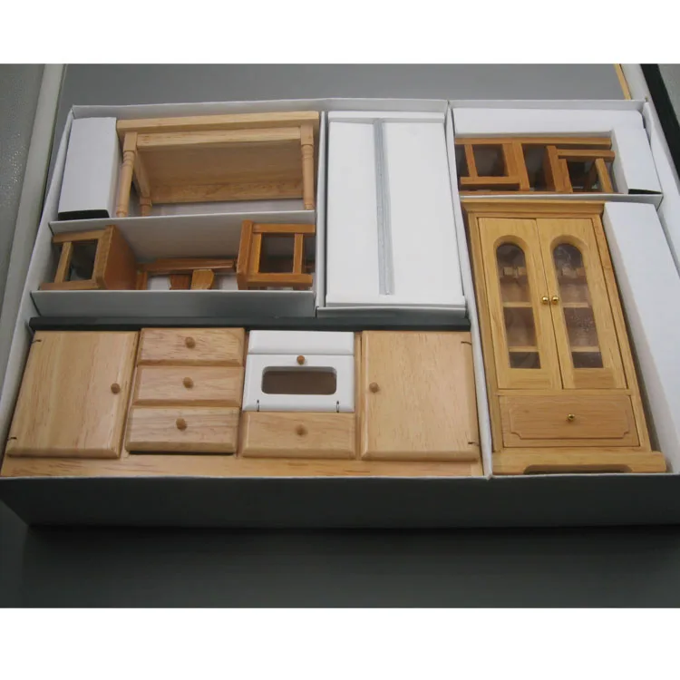 A02-X015 الأطفال طفل هدية لعبة 1:12 دمية مصغرة الأثاث مصغرة rement خشبية المطبخ مجموعة