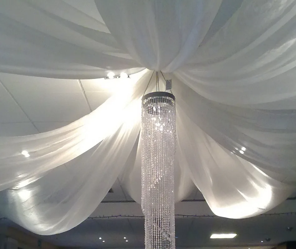 White Quality Chiffon Ceiling Drapes Chiffon Swag For Weddings