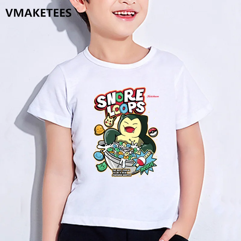Детская летняя футболка с короткими рукавами для девочек и мальчиков детская футболка с принтом «Покемон го снорлакс Ноуп» забавная одежда для малышей ooo5161 - Цвет: ooo5161K