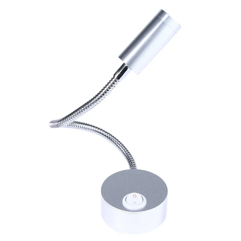 New Silver Flexible Hose LED Modern Wall Lamp 1W 3W Flexible Arm Light