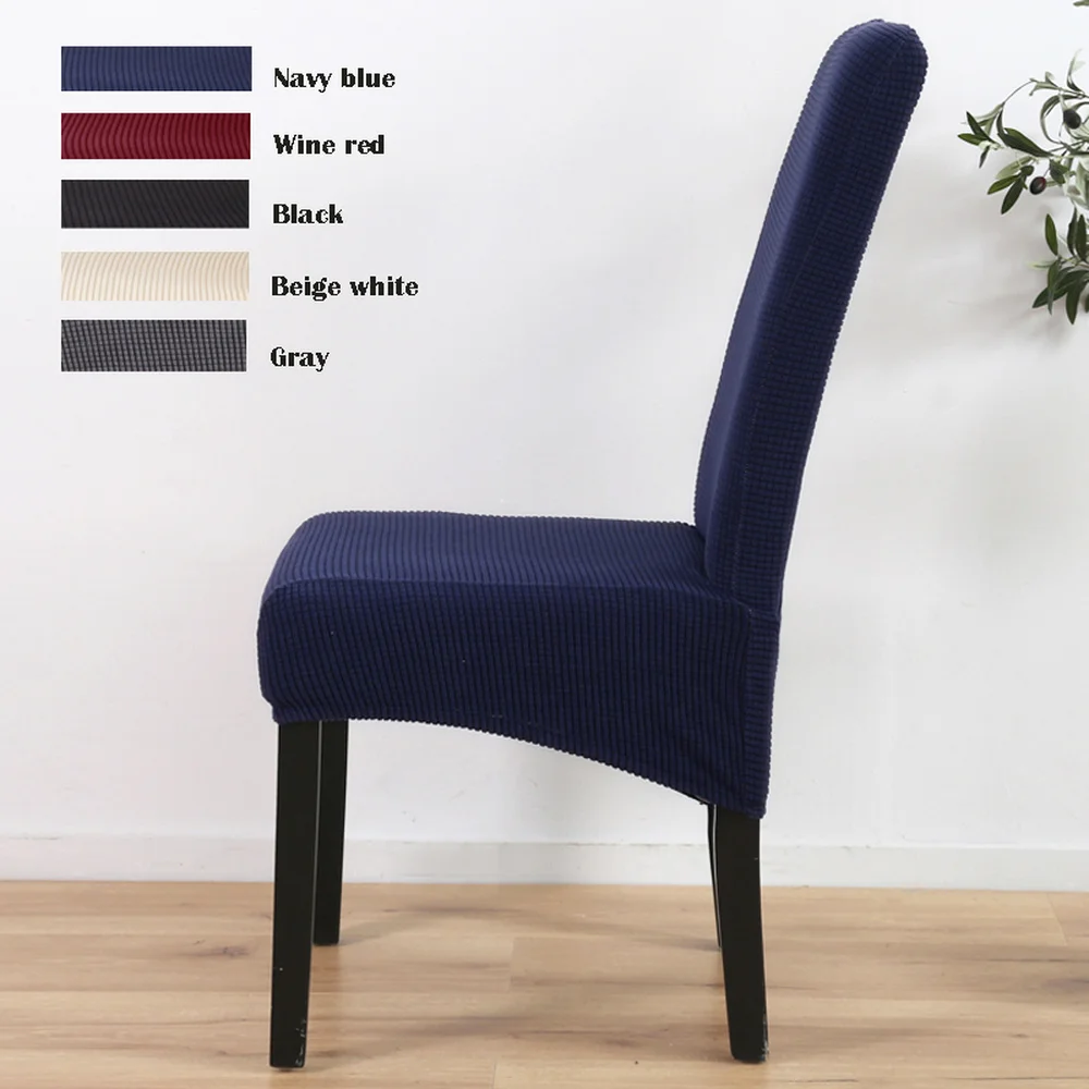 

Long Back Plaids Chair Covers Thick Knitted Polyester Fabric for Restaurant Hotel Wedding Seats Solid Color Chair Cover XL Size