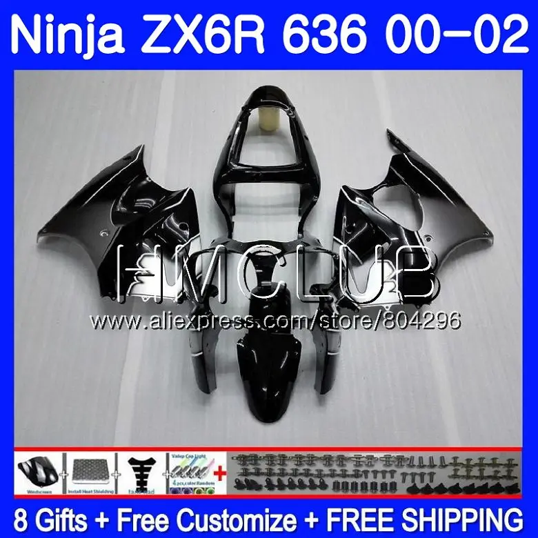 

Bodys Silvery black For KAWASAKI NINJA ZX 600 CC 6 R ZX636 ZX6R 00 01 02 19HM11 ZX 636 ZX-6R ZX-636 ZX 6R 2000 2001 2002 Fairing