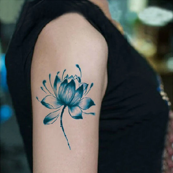 Lotus tattoo beautiful hand painted small fresh flower arm Temporary  Waterproof tatoo sticker|tattoo bed|flower body tattoosflower finger tattoos  - AliExpress