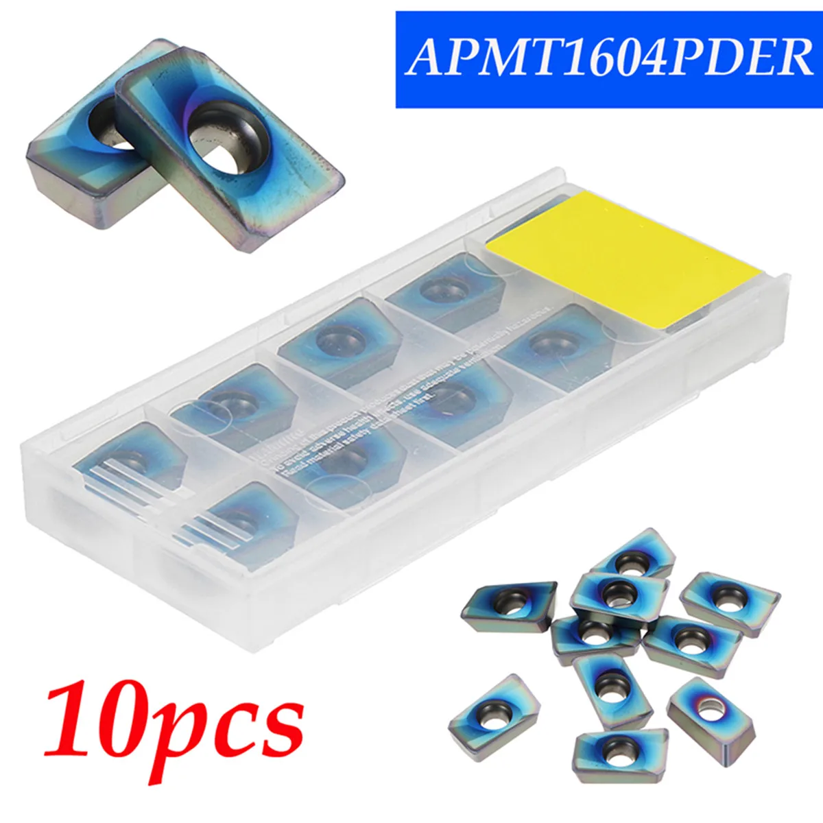 

Drillpro 10pcs Blue Nan o HRC52 APMT1604PDER NB7010 25R0.8 Carbide Inserts for Mill Cutter CNC Tool