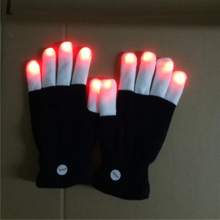 FUNNYBUNNY светодиодный перчатки, пальчиковые огни игрушки с подсветкой 3 Красочные 6 режимов Rave Перчатки для вечерние