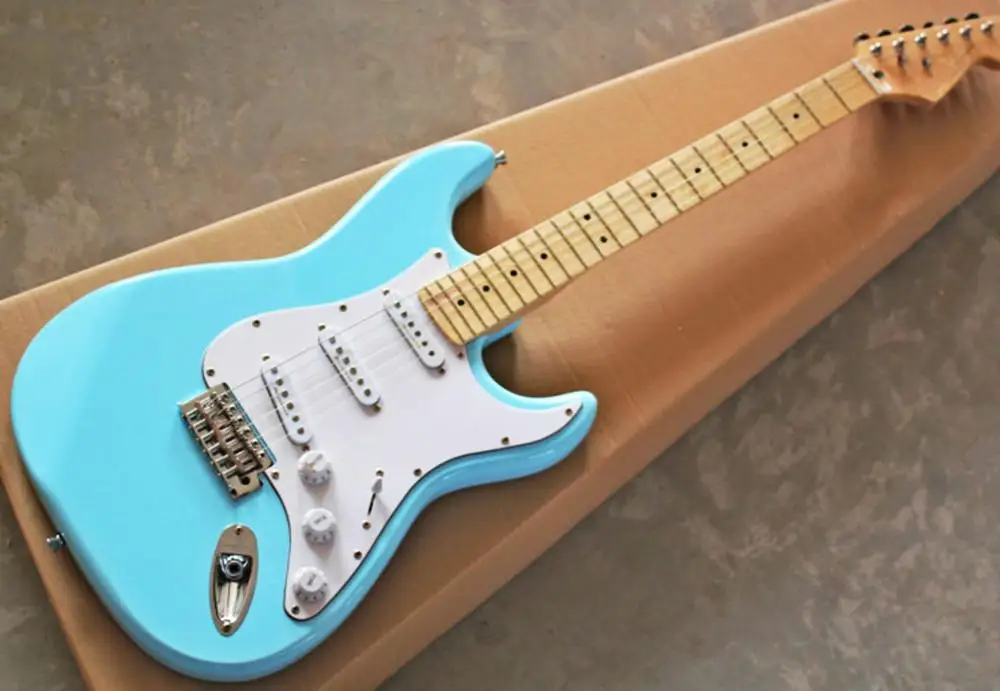 

Top Quality GYST-1066 sky blue color Solid body white plate maple fretboard ST Electric Guitar, Free shipping