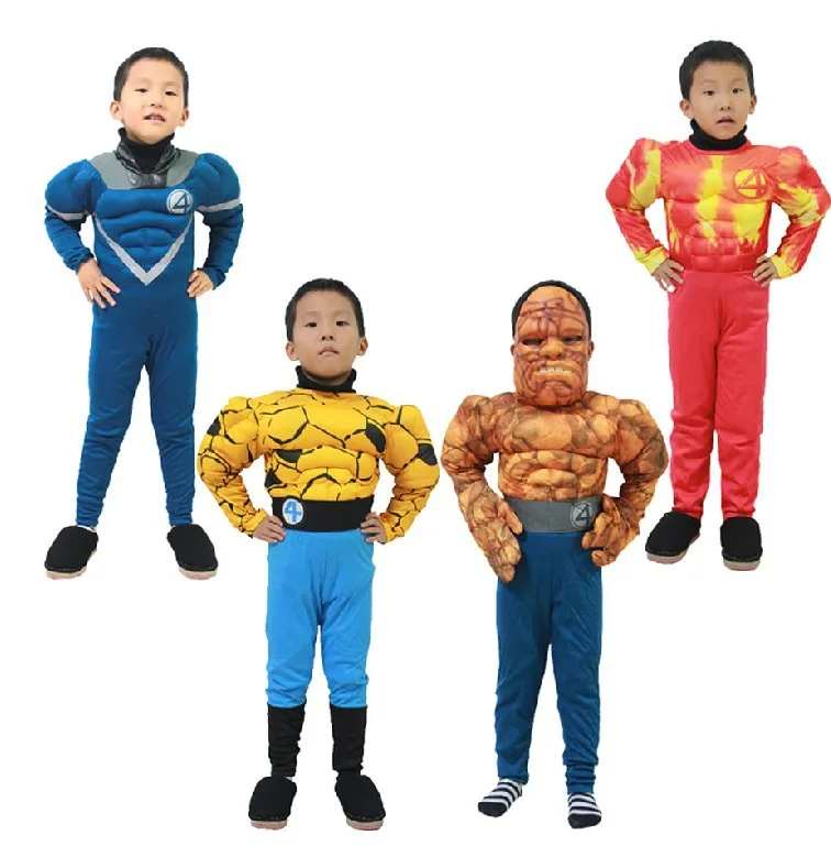 Free shipping,kid halloween party Fantastic Four Mr. Fantastic Invisible Woman The Thing costume Human Torch clothes clothing