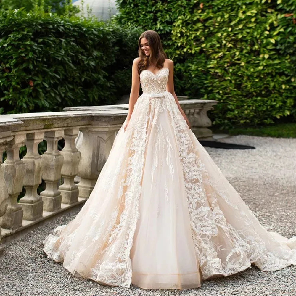 

2019 Ball Gown Wedding Dresses Sweetheart Neck Vestido de Casamento Luxury Hochzeitskleid Lace Up Back Bridal Gown Matrimonio