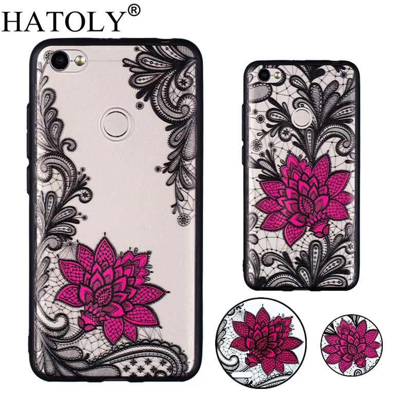 For Xiaomi Redmi Note 5A Pro Case Lace Floral Phone Cases Black Rose Relief Hard PC Back Cover for Prime |